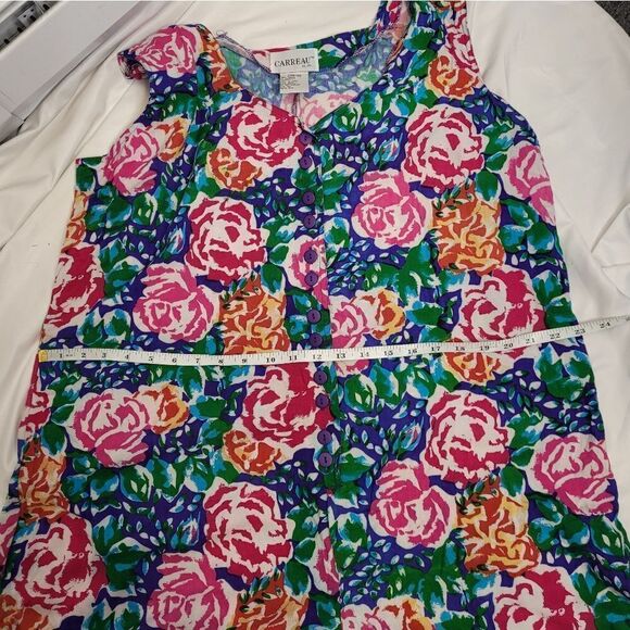 VINTAGE 90s volup bright floral sleeveless button up romper 2X - Picture 6 of 7